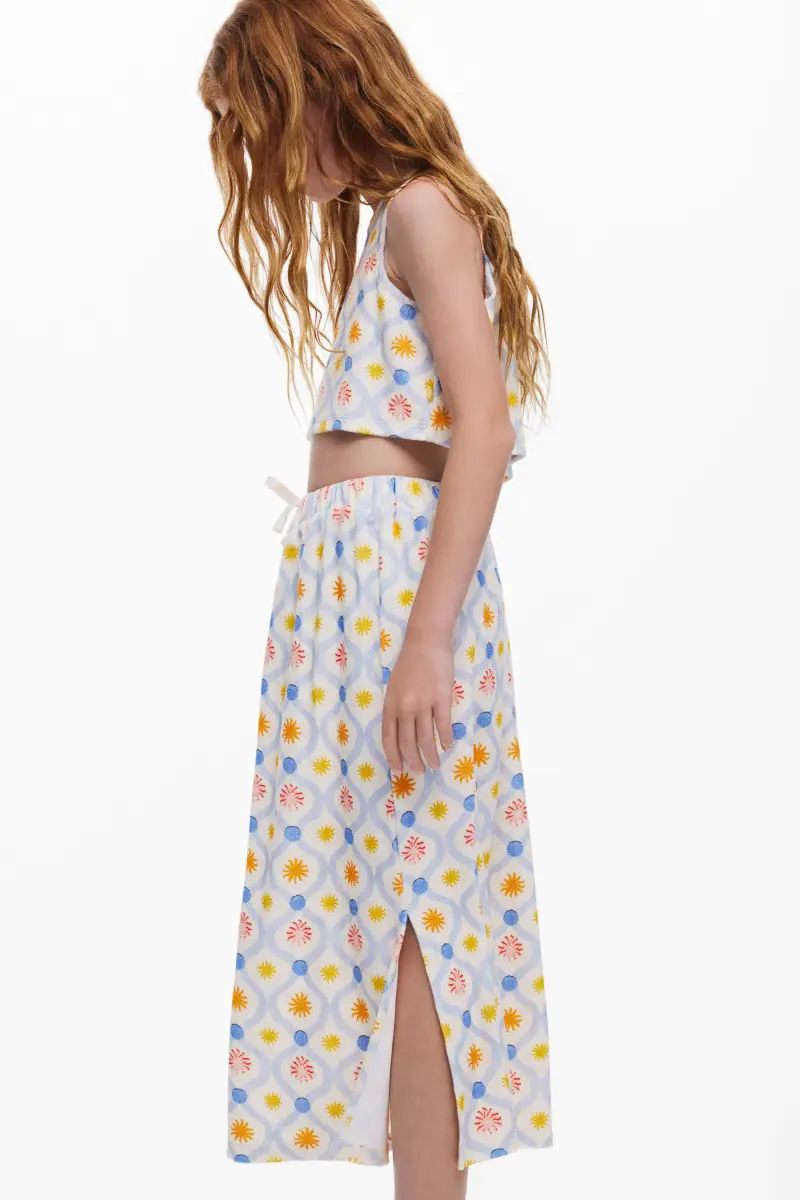 Gonna midi a fiori WHITE miniatura 2