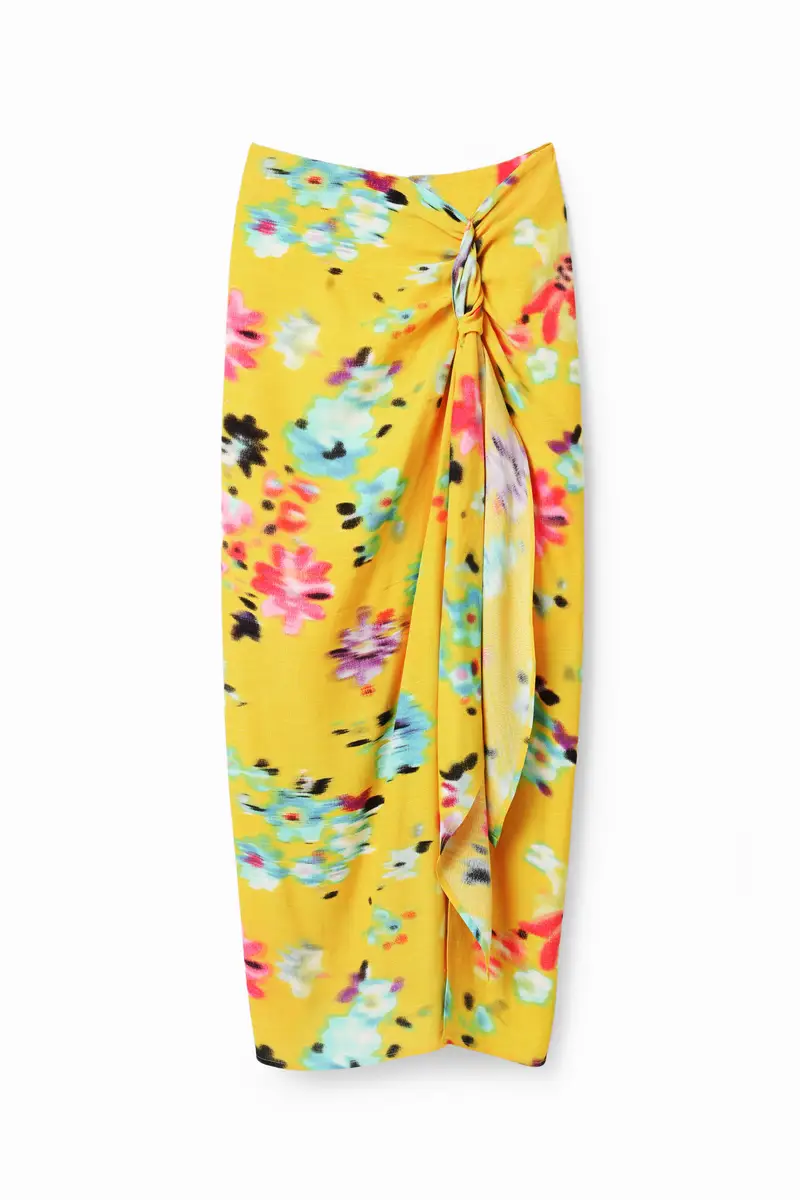 Gonna midi apertura sciarpa YELLOW