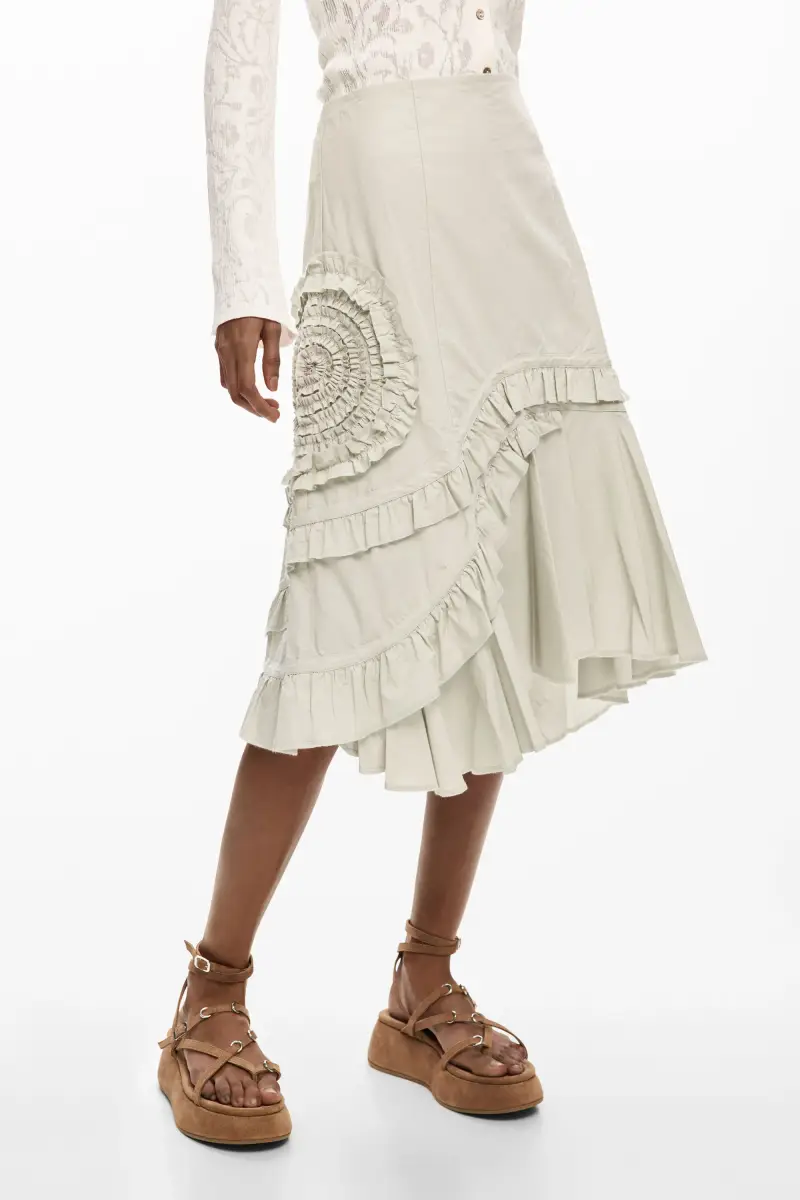 gonna midi asimmetrica WHITE miniatura 2