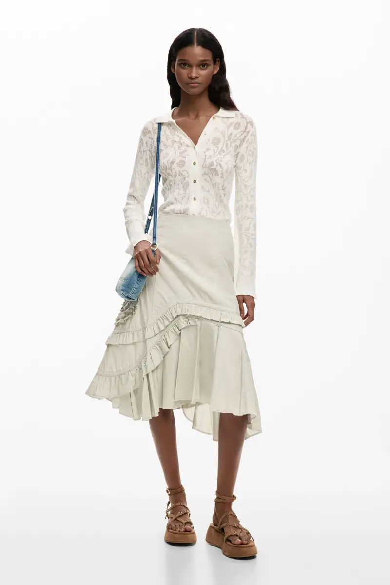 gonna midi asimmetrica WHITE