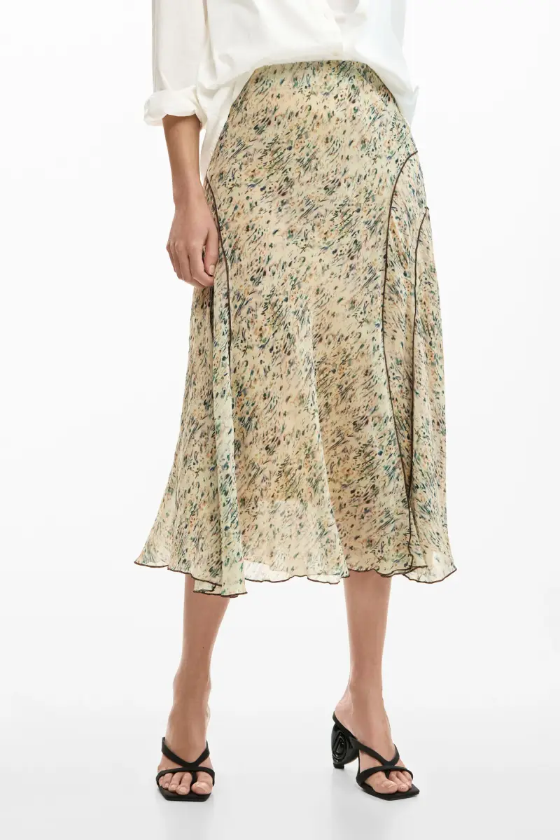 Gonna midi floreale WHITE miniatura 2