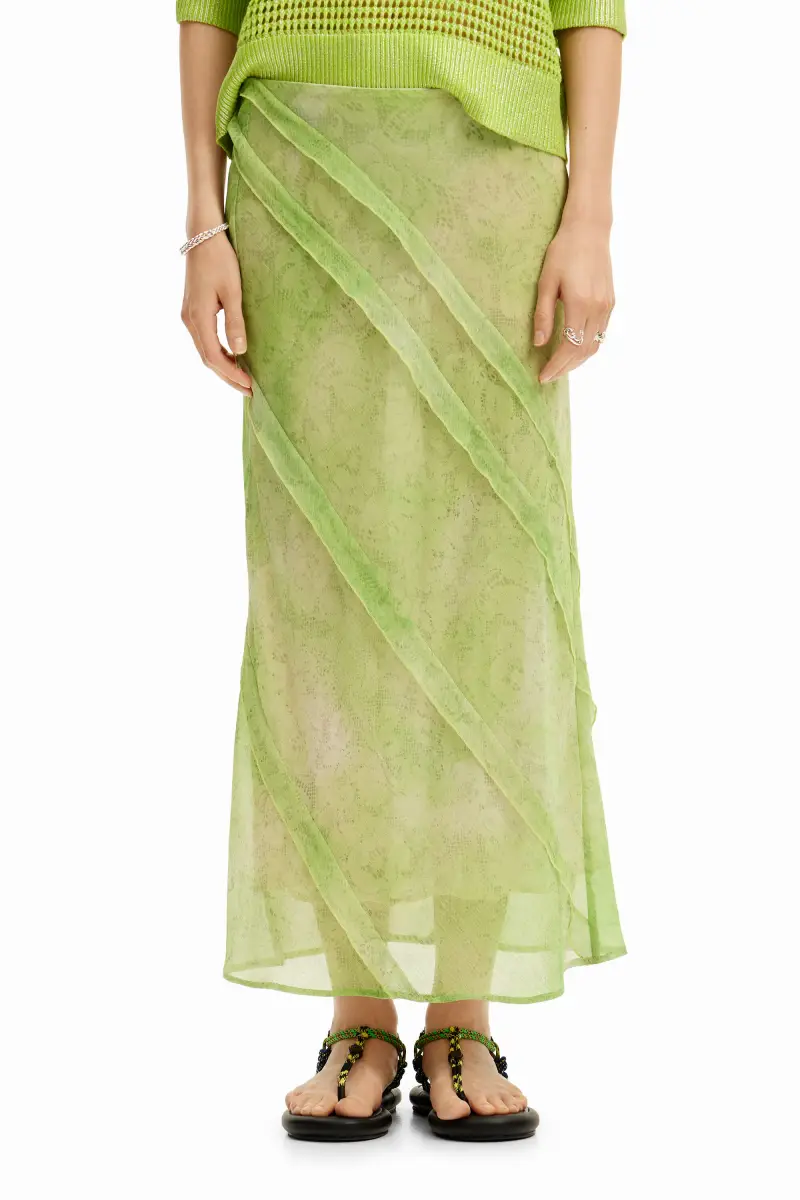 Gonna midi in pizzo floreale GREEN miniatura 2