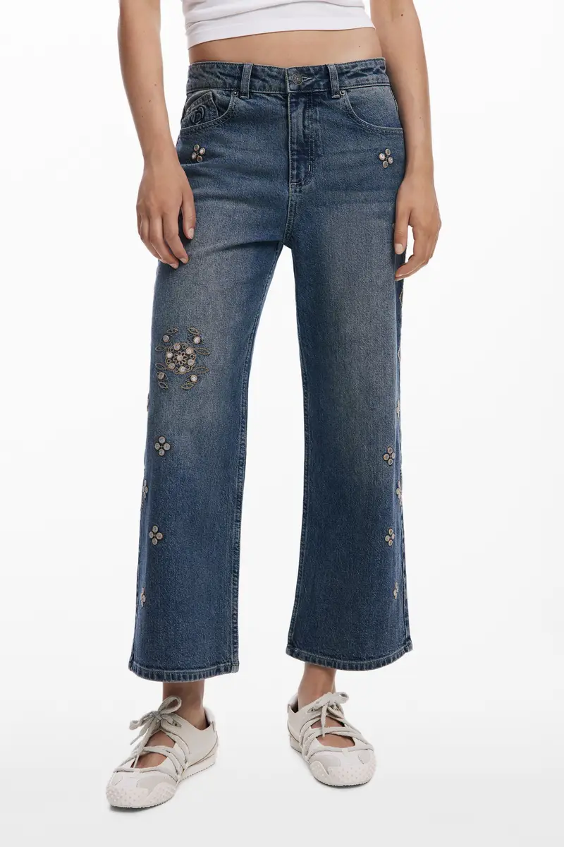Jeans culotte con specchi BLUE miniatura 2