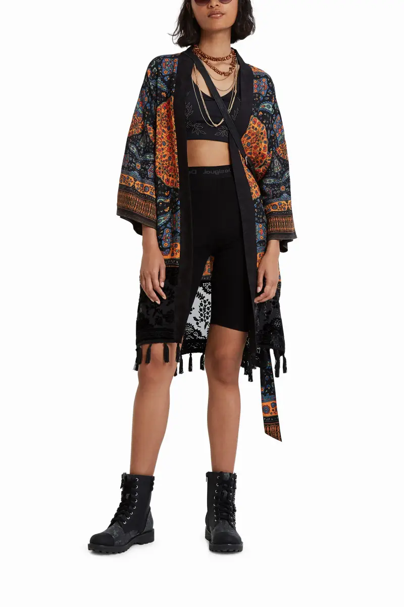 Kimono etnico nappe BLACK miniatura 2