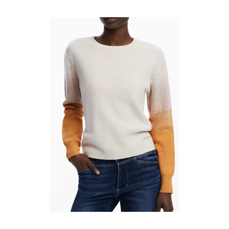 Desigual Maglia Donna beige con Ricamo