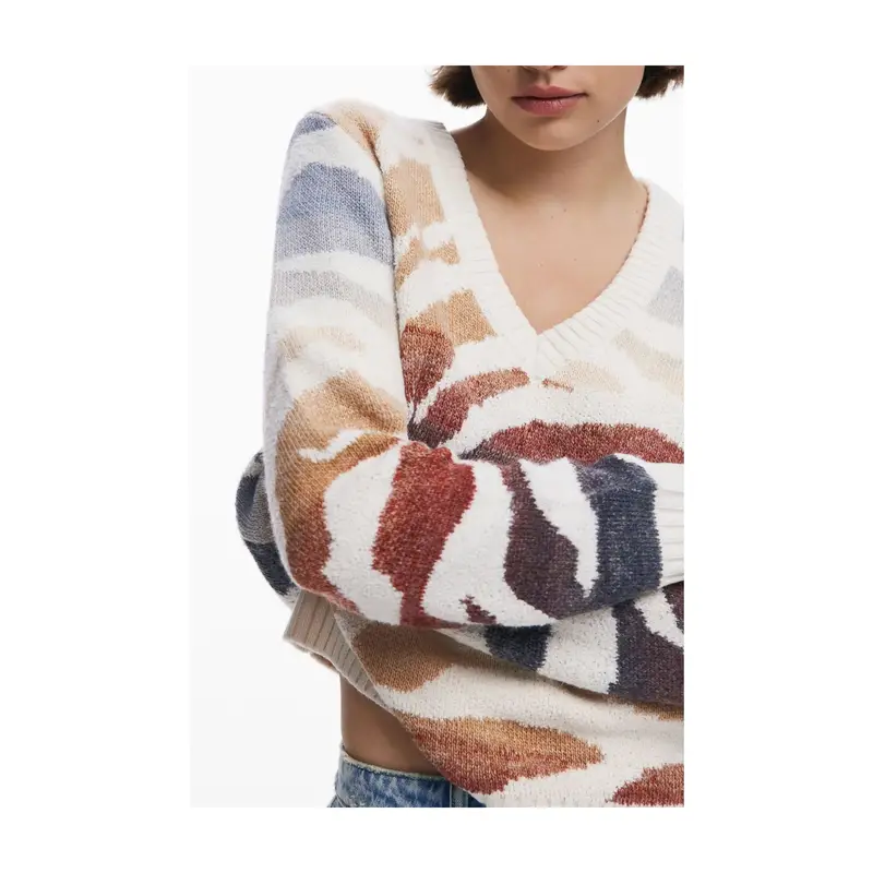 Desigual Maglia Donna Scollo a V con Fantasia miniatura 3