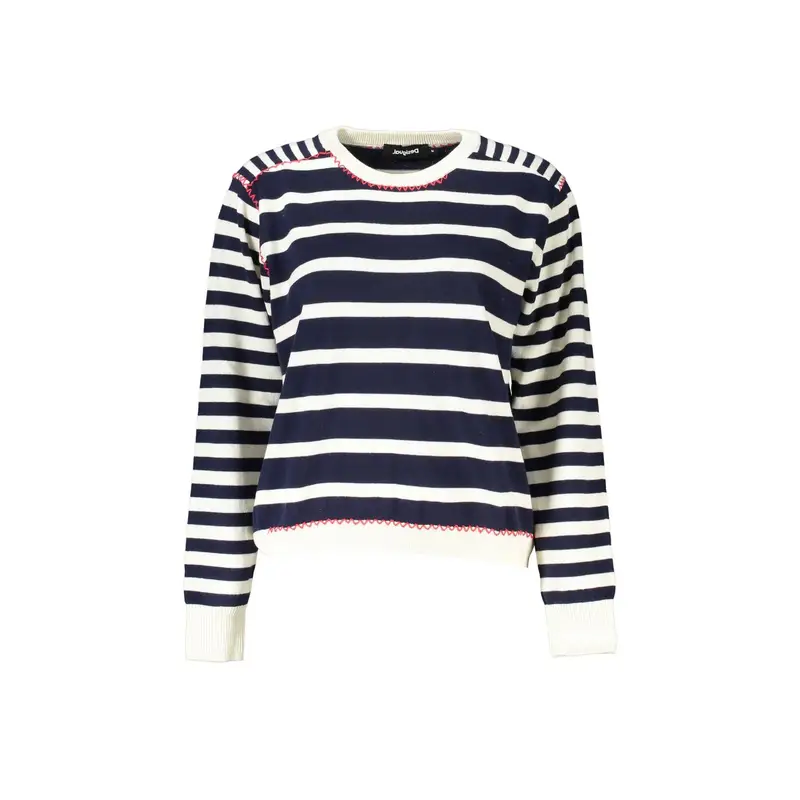 Maglia Donna Blu Dettagli a Contrasto