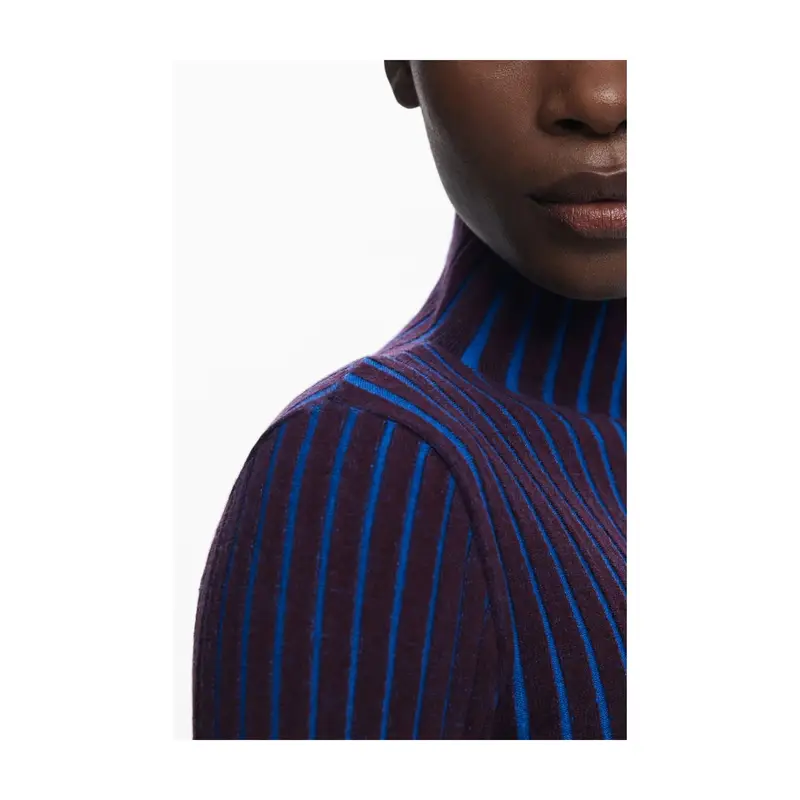 Desigual Maglia Donna Marrone Collo Alto con Logo miniatura 3