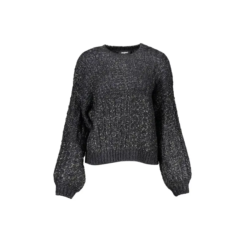 Maglia Donna Nera con Dettagli a Contrasto Nero