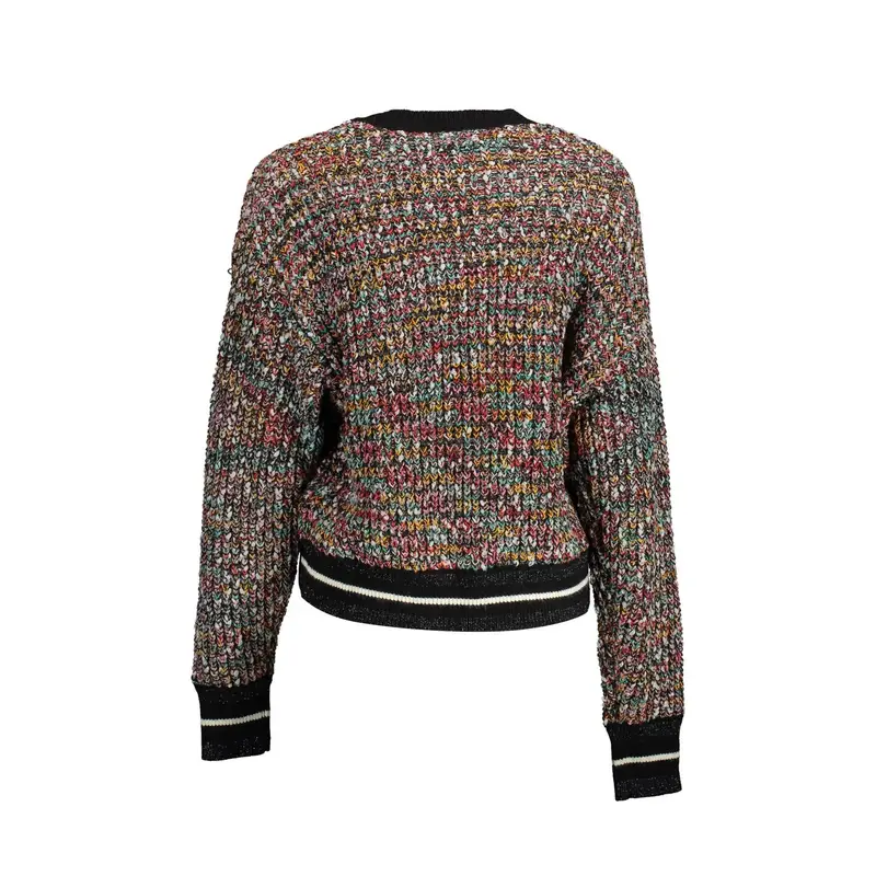 Maglia Donna Nera Dettagli a Contrasto Nero miniatura 2