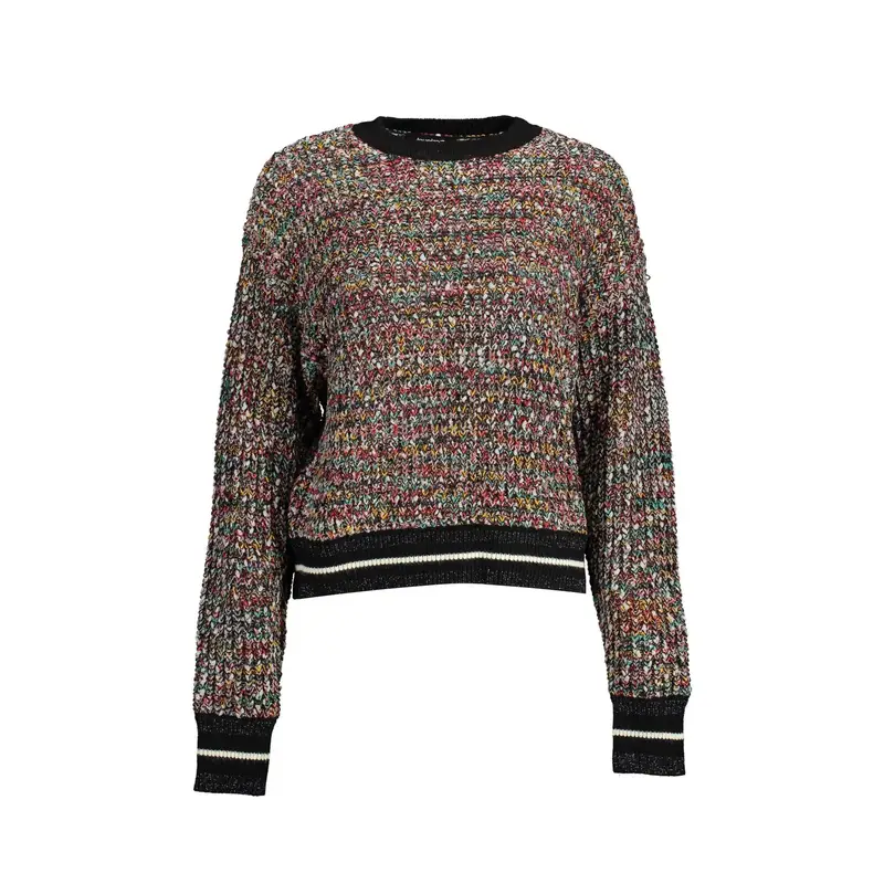 Maglia Donna Nera Dettagli a Contrasto Nero