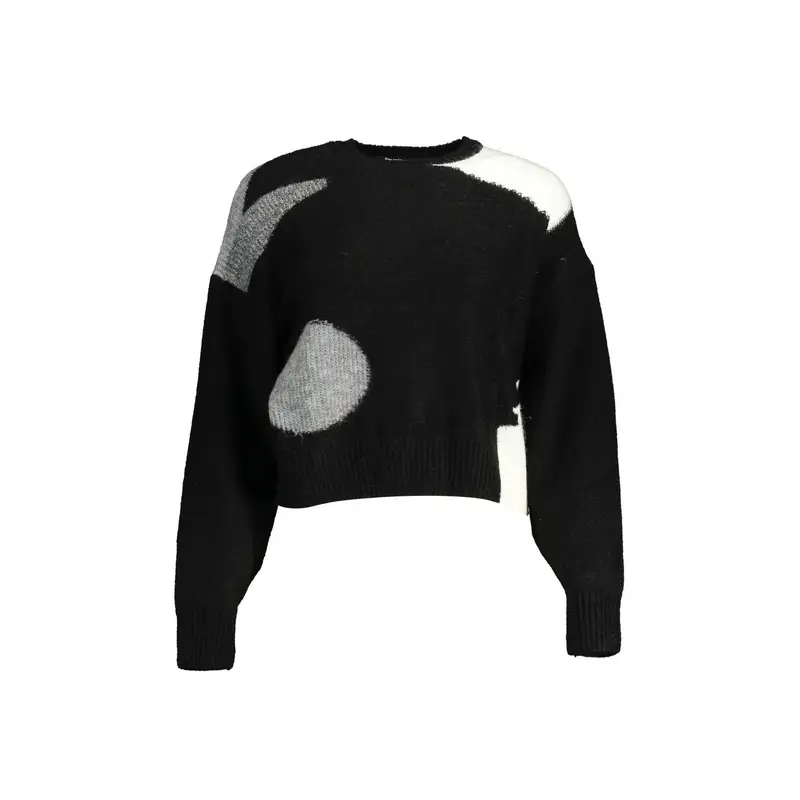 Maglia Donna Nera Dettagli a Contrasto Nero