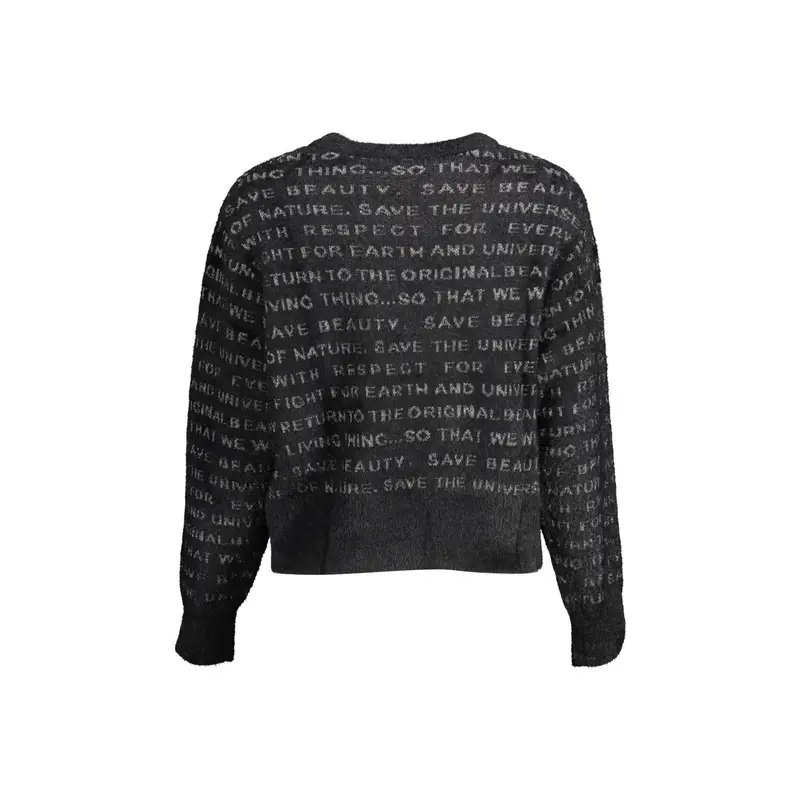 Maglia Donna Nera Dettagli a Contrasto Nero miniatura 2