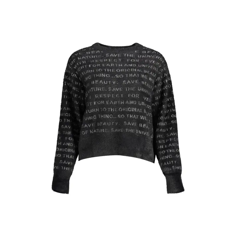 Maglia Donna Nera Dettagli a Contrasto Nero