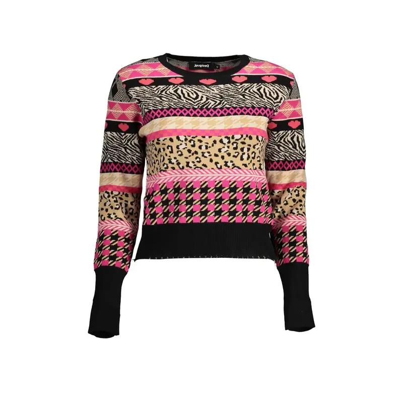 Maglia Donna Nera Dettagli a Contrasto Nero