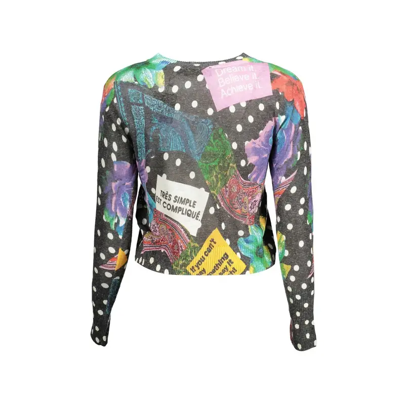 Maglia Donna Nera Dettagli a Contrasto Nero miniatura 2