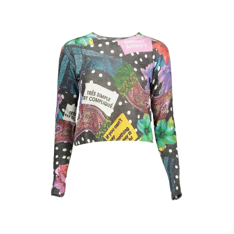 Maglia Donna Nera Dettagli a Contrasto Nero