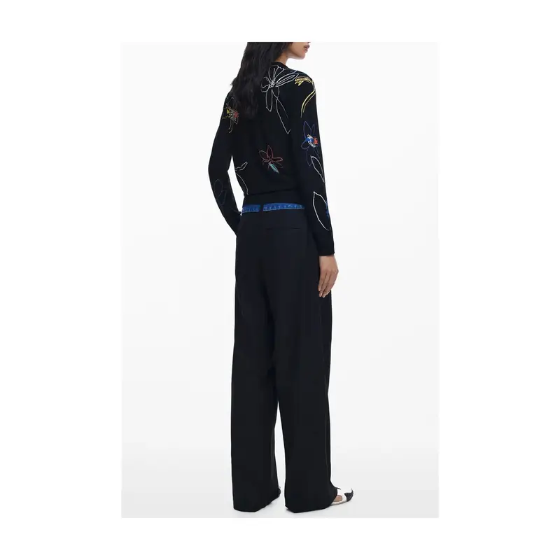 Desigual Maglia Donna Nera con Fantasia e Girocollo miniatura 2