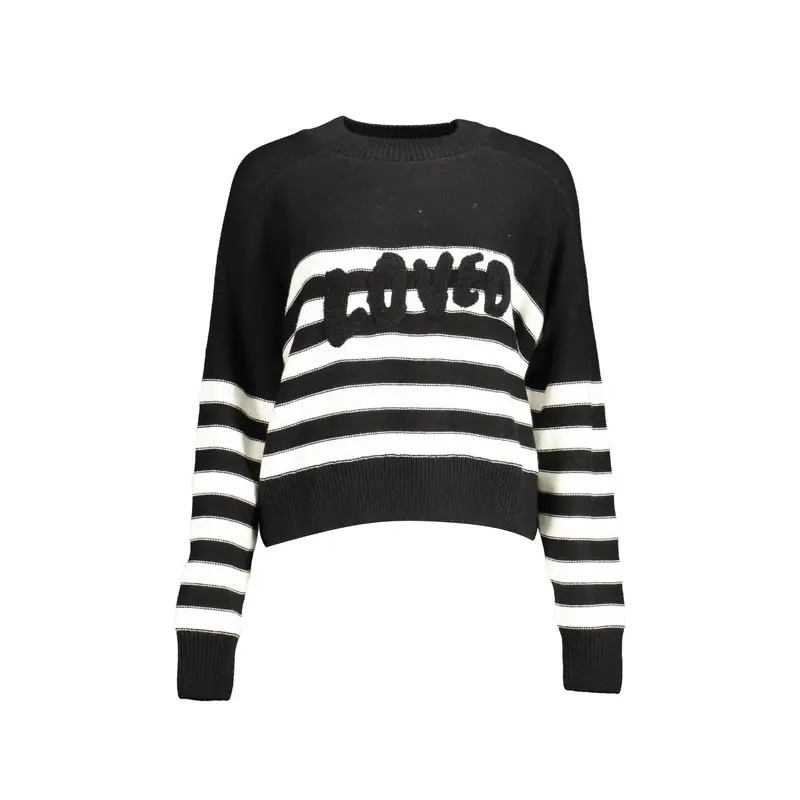 Maglia Donna Nera Ricamo Nero