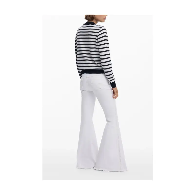 Desigual Maglia Donna a Maniche Lunghe a Righe Blu e Bianco miniatura 2