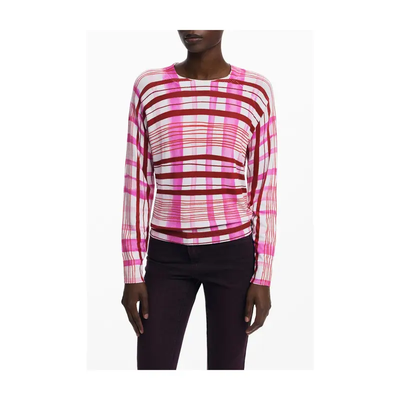 Desigual Maglia Donna Rosa a Maniche Lunghe