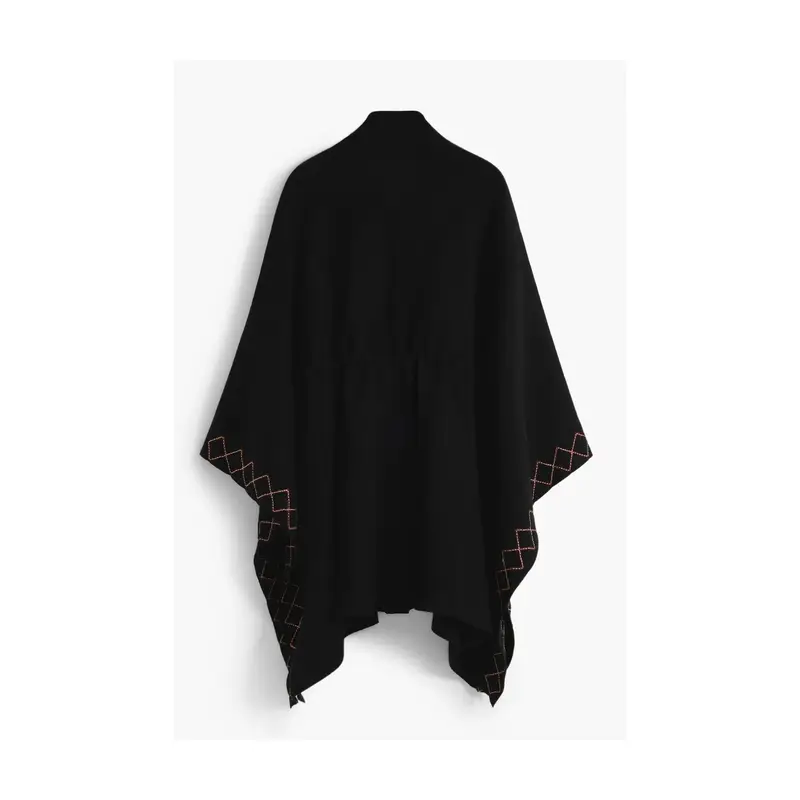 Desigual Maglia Poncho Donna Nero con Ricamo miniatura 2