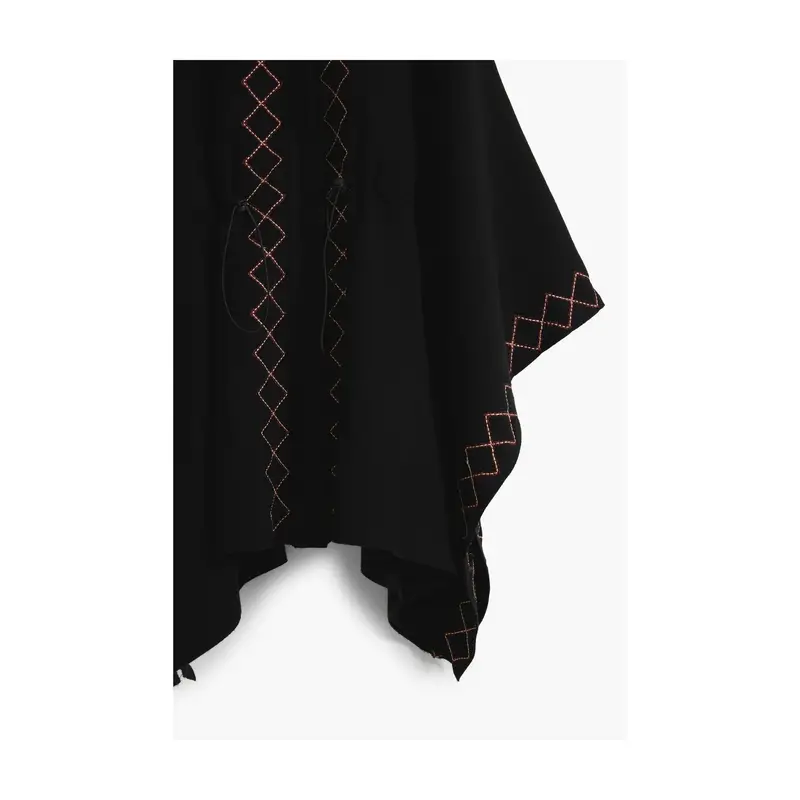 Desigual Maglia Poncho Donna Nero con Ricamo miniatura 3