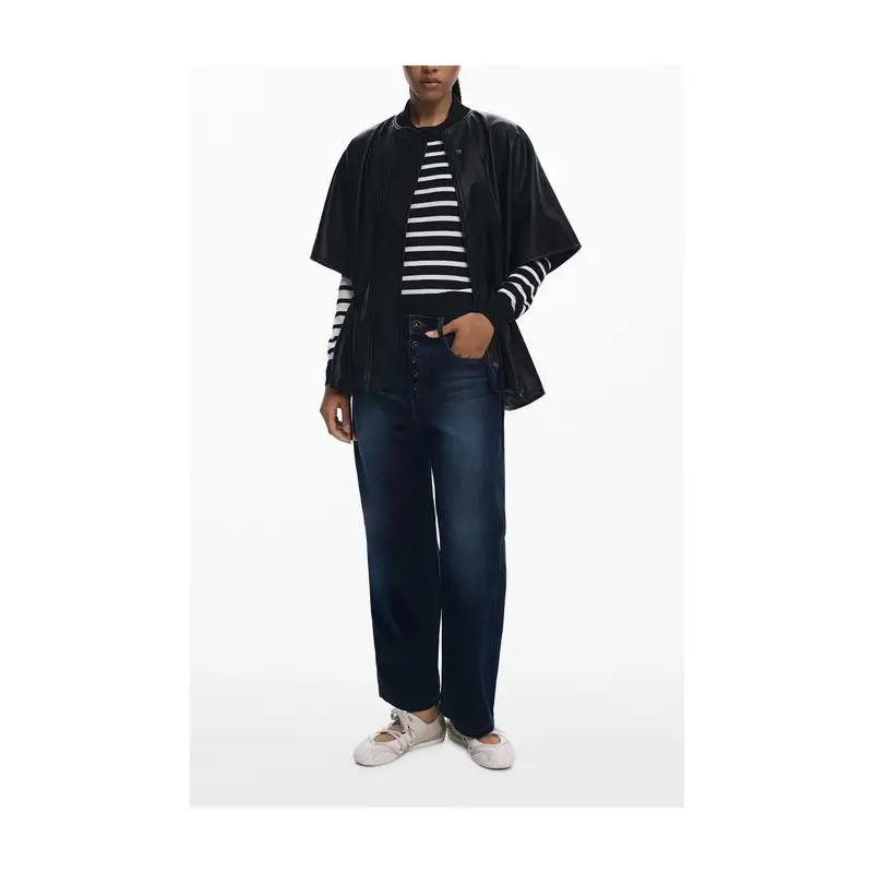 Desigual Maglia Poncho Donna Nero con Stampa in Rilievo miniatura 3