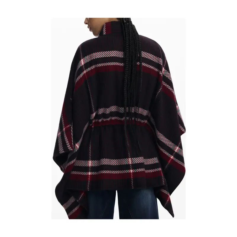 Desigual Maglia Poncho Donna Nero e Rosso con Zip miniatura 3