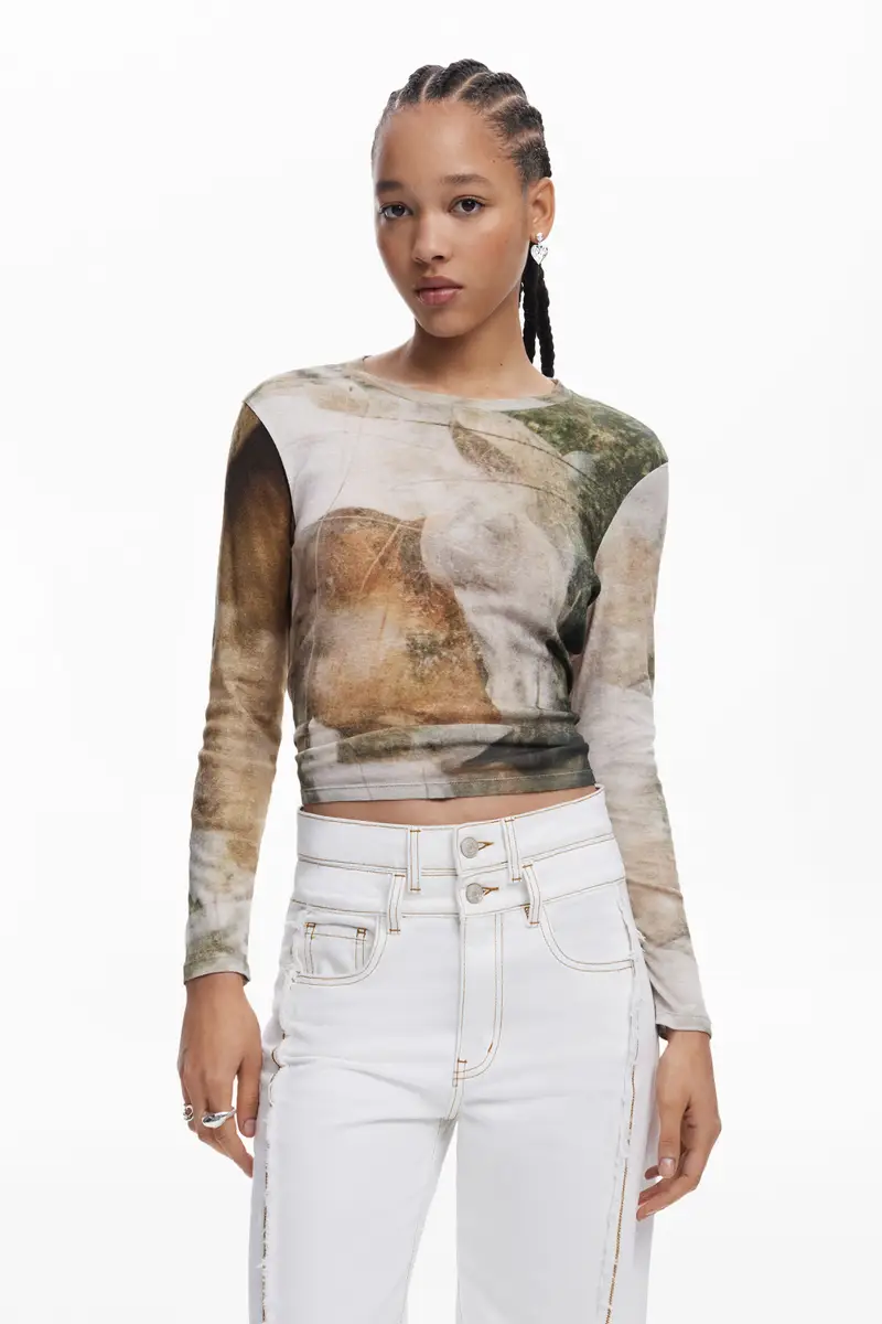 Maglietta a collo alto con cavallo BROWN