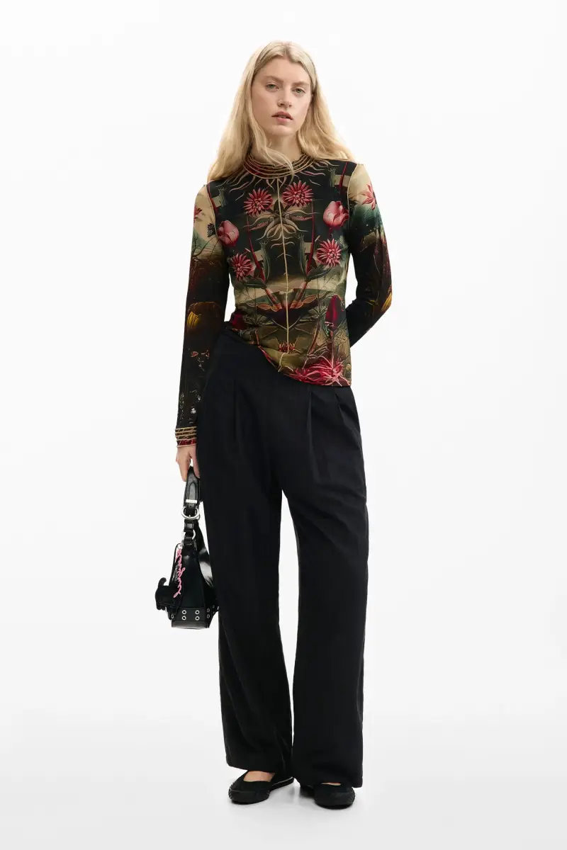 Maglietta a collo alto stampata BLACK miniatura 2