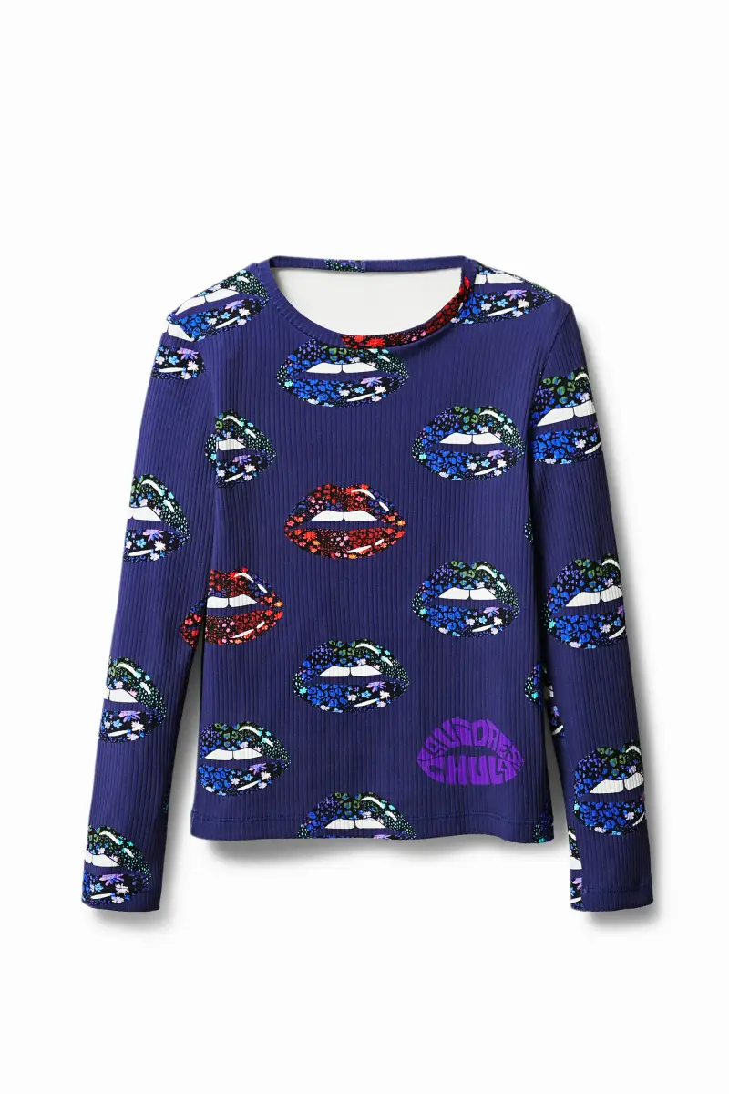 Maglietta a coste scollatura schiena RED