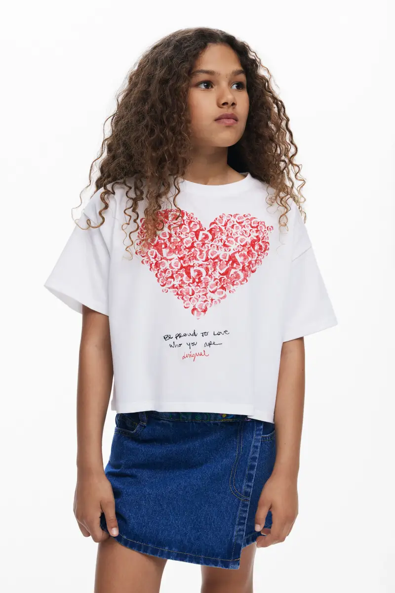 Maglietta a maniche corte con cuore WHITE