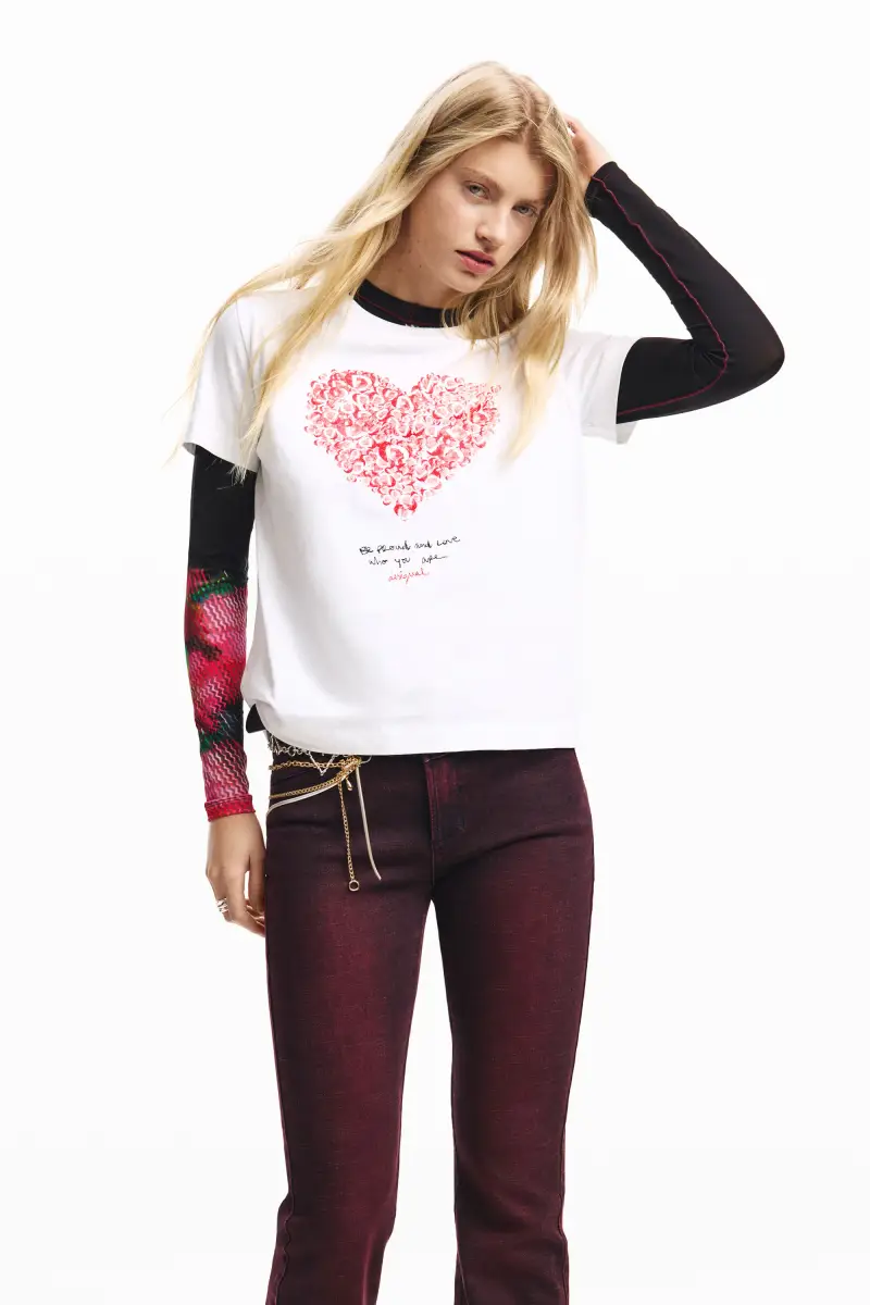 Maglietta a maniche corte con cuore WHITE