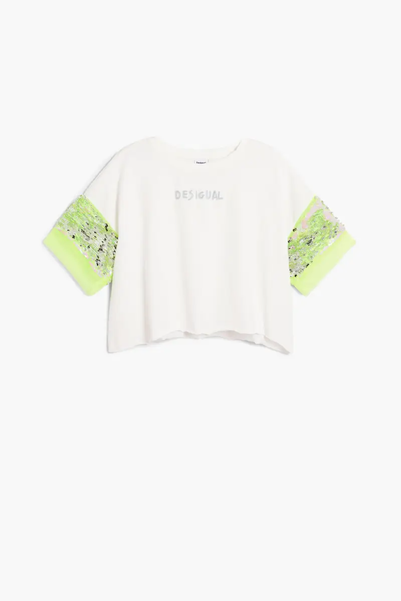 Maglietta a maniche corte con paillettes WHITE miniatura 2
