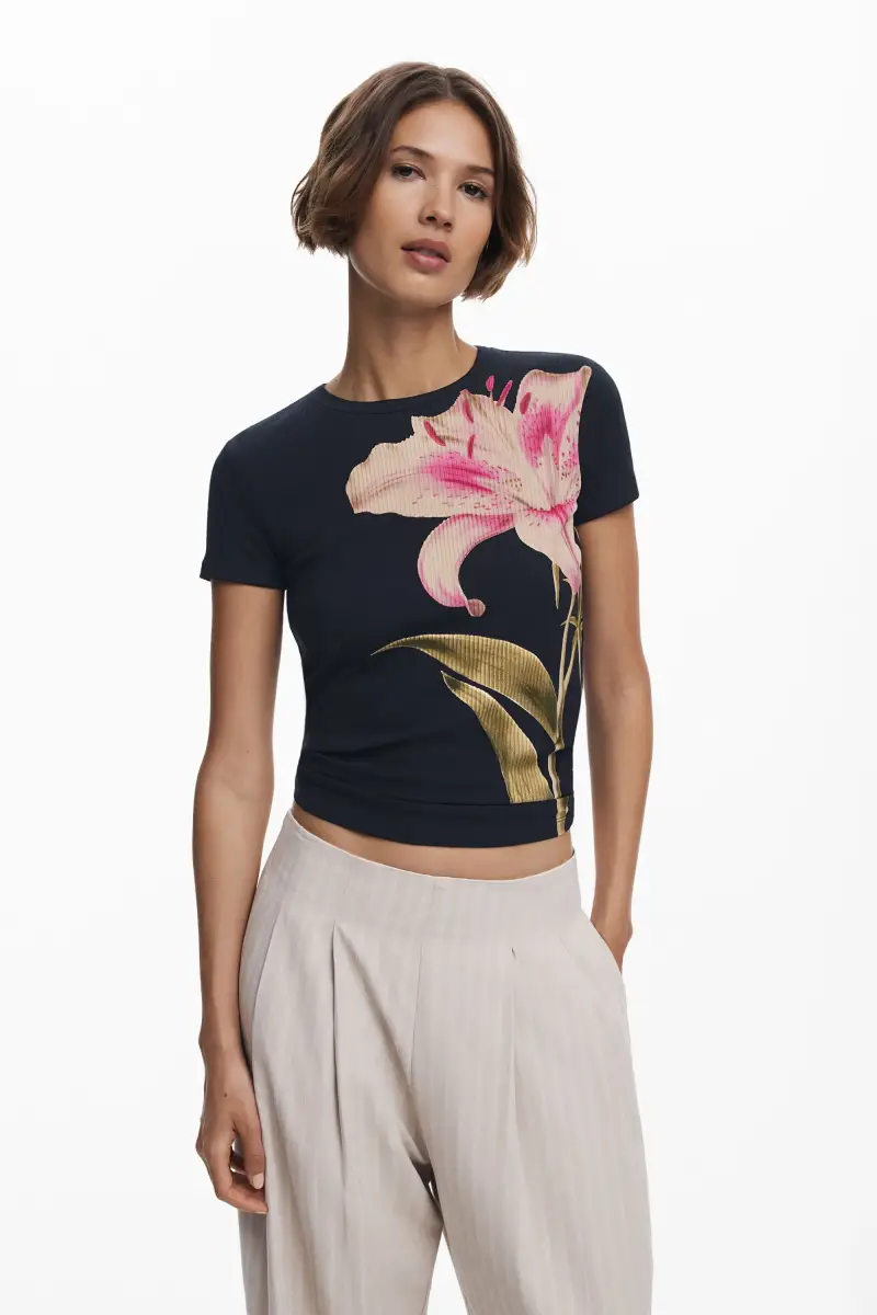 Maglietta a maniche corte orchidea BLACK