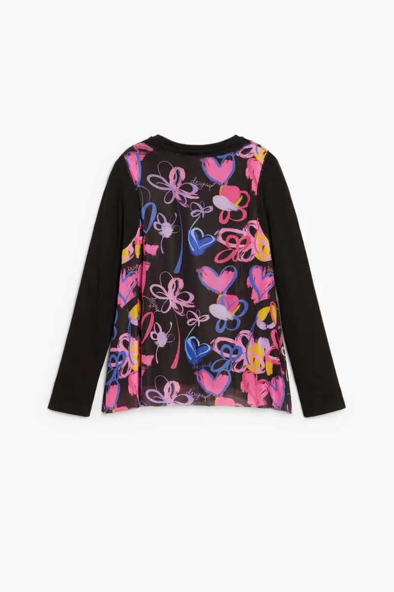 Maglietta a maniche lunghe con cuori BLACK miniatura 2