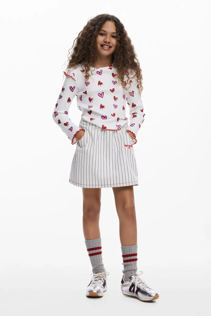 Maglietta a maniche lunghe con cuori WHITE miniatura 2