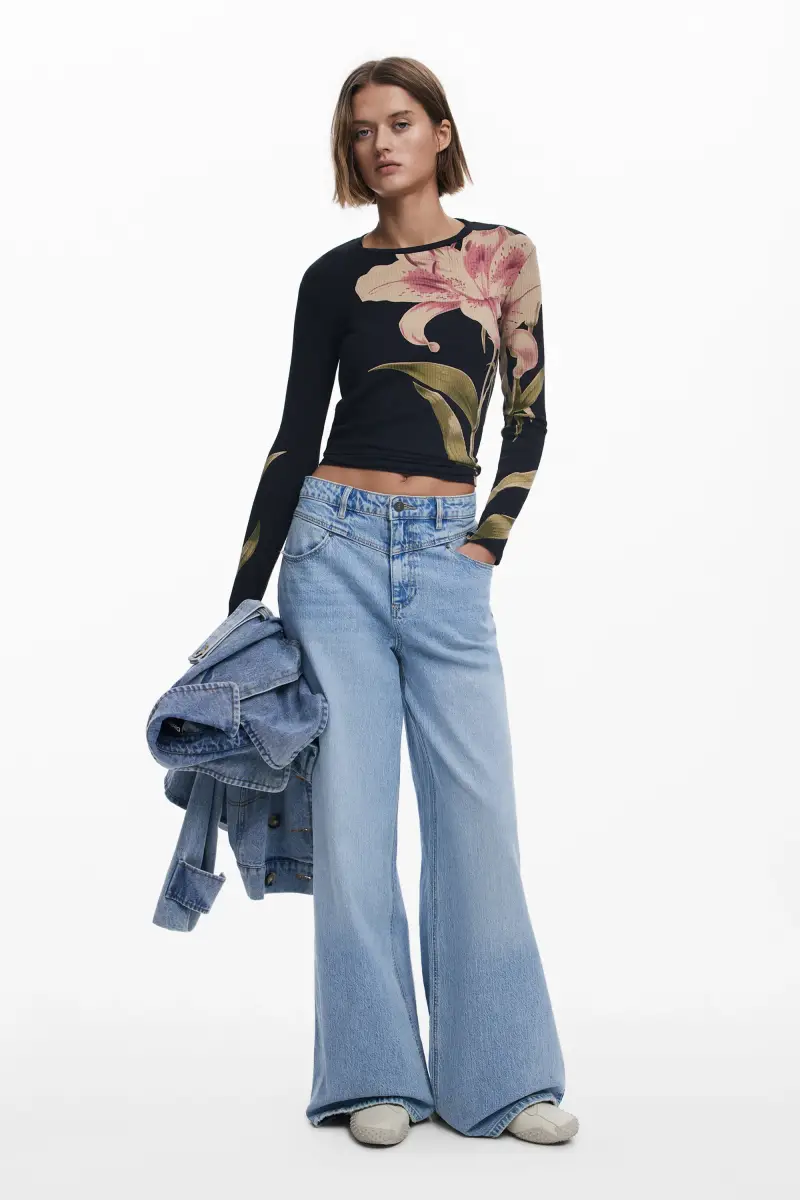 Maglietta a maniche lunghe orchidea BLACK miniatura 2