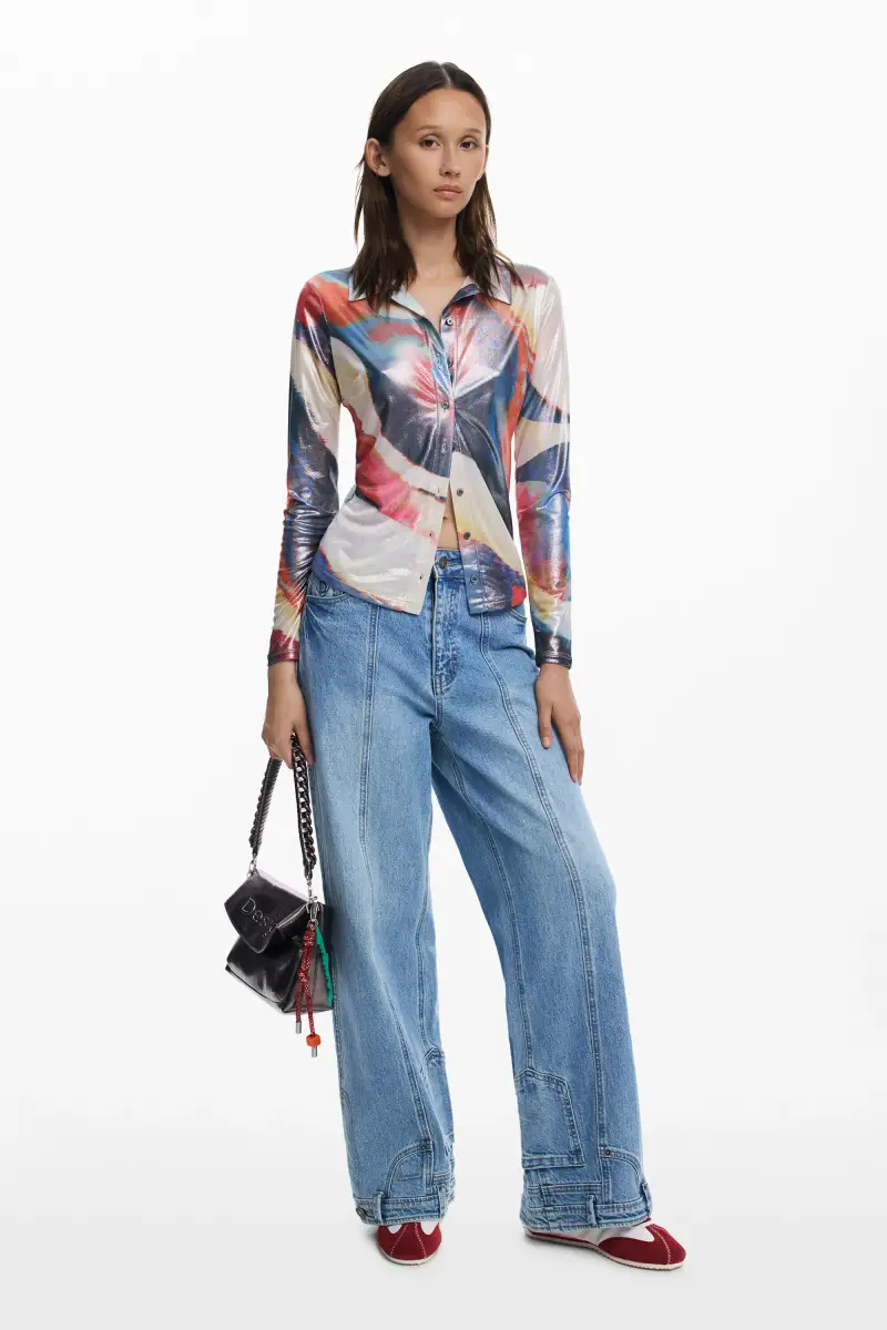 Maglietta abbottonata a onde RED miniatura 2