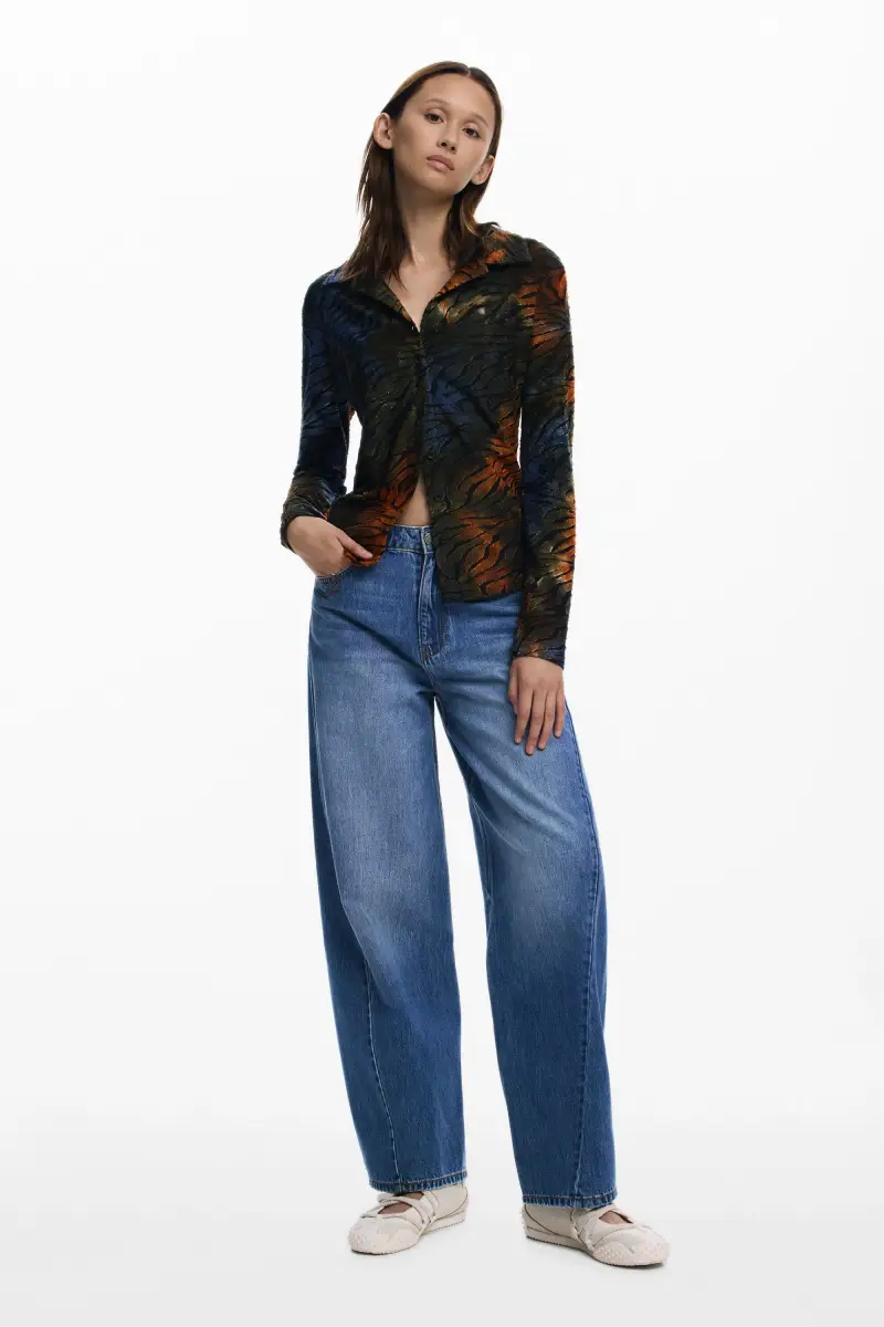 Maglietta abbottonata con stampa animalier GREEN miniatura 2