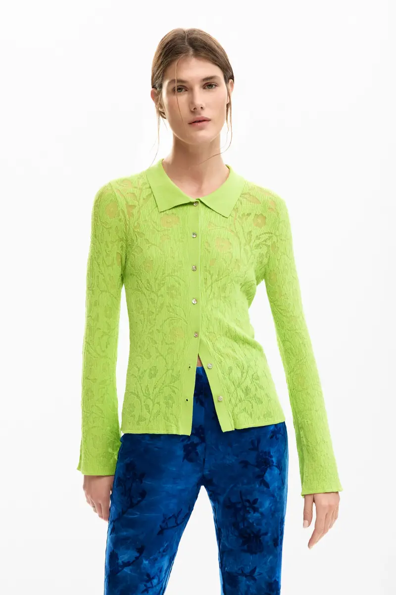 maglietta aderente a fiori GREEN