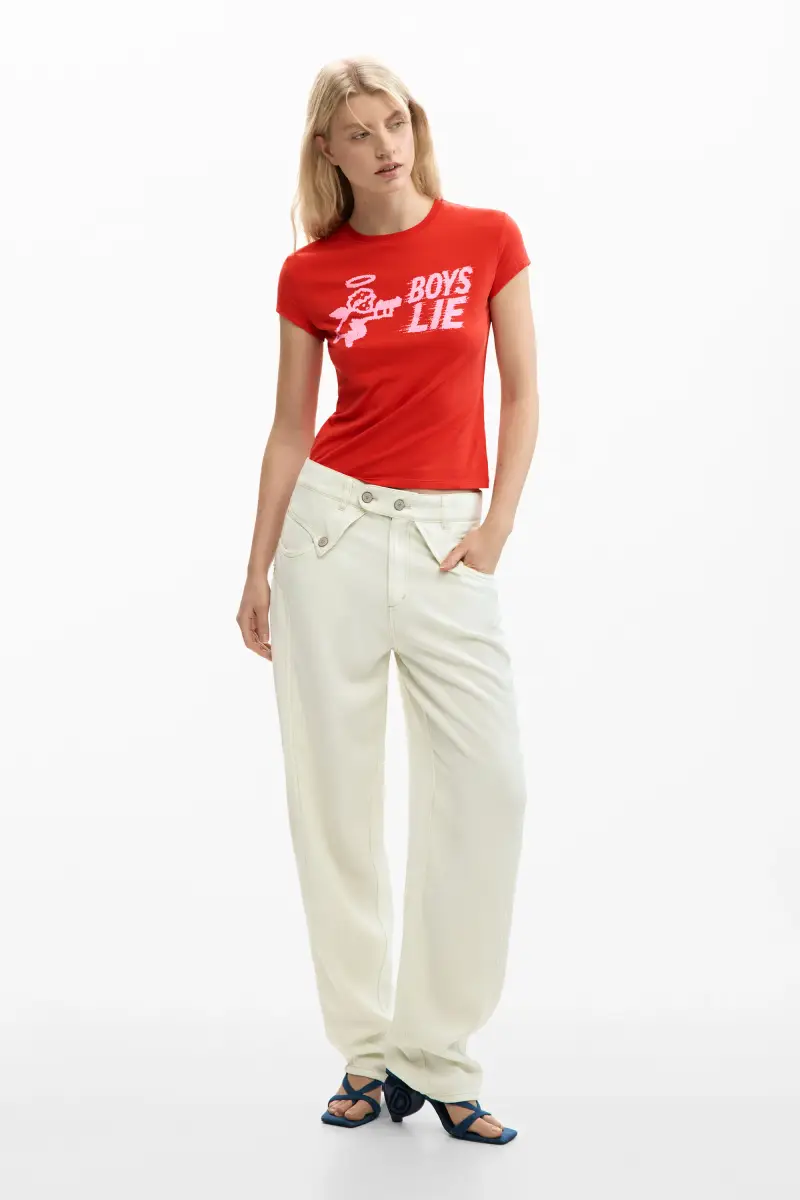 maglietta aderente Boys Lie RED miniatura 2