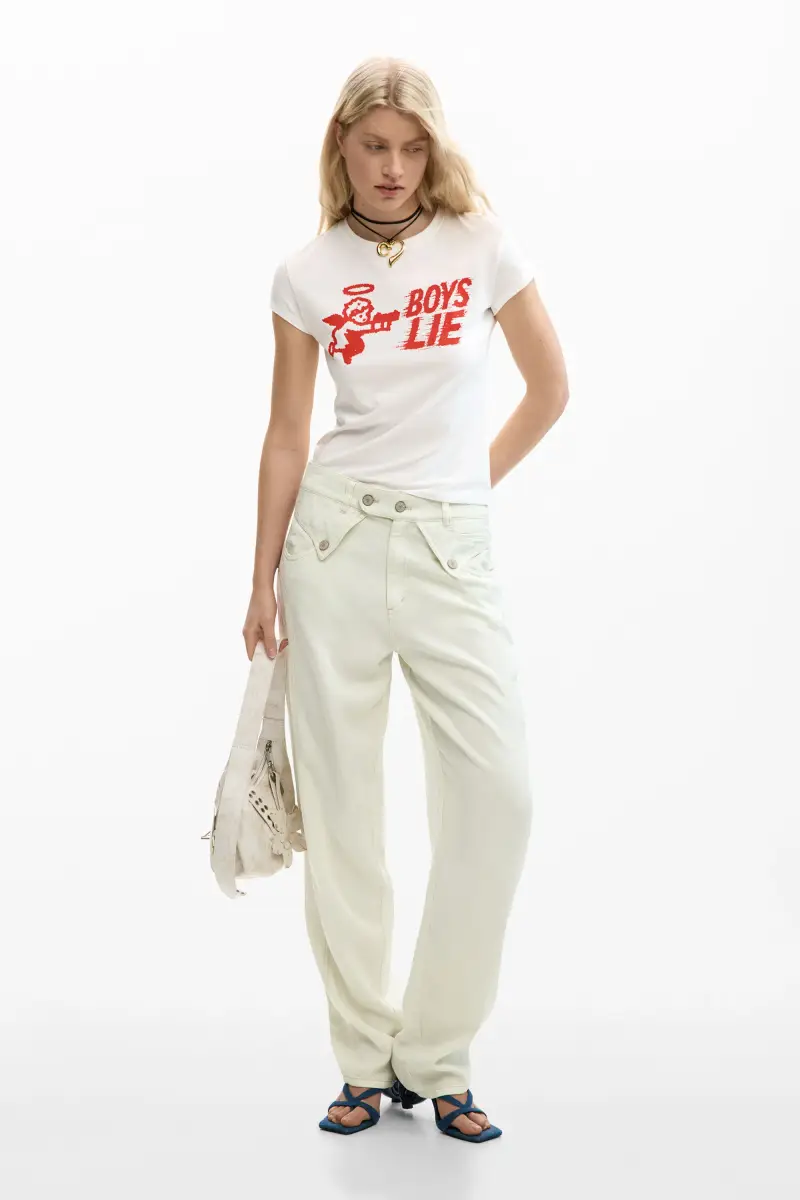 maglietta aderente Boys Lie WHITE miniatura 2