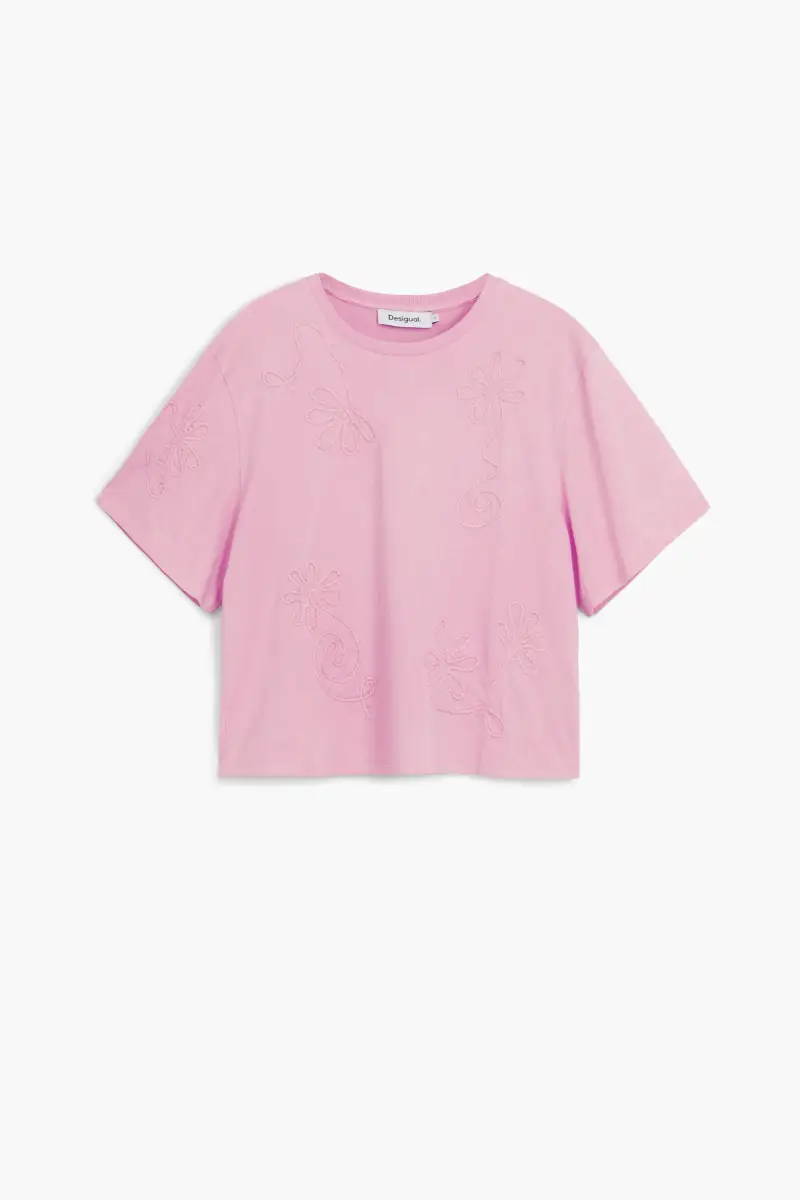 Maglietta con fiori ricamati RED