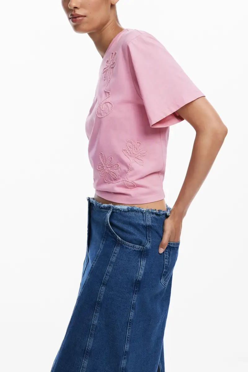 Maglietta con fiori ricamati RED miniatura 2