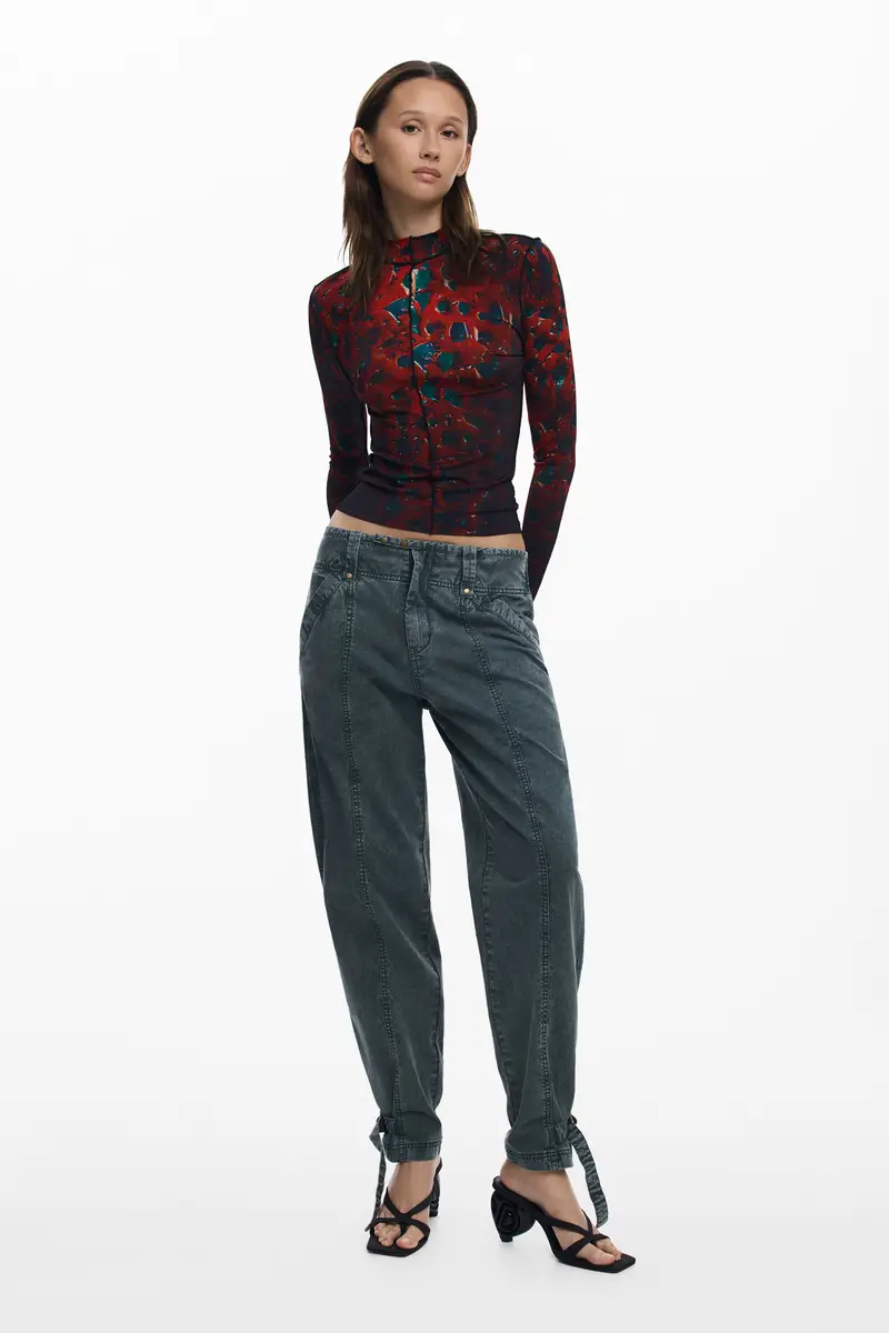 Maglietta con foglie e cuciture RED miniatura 2