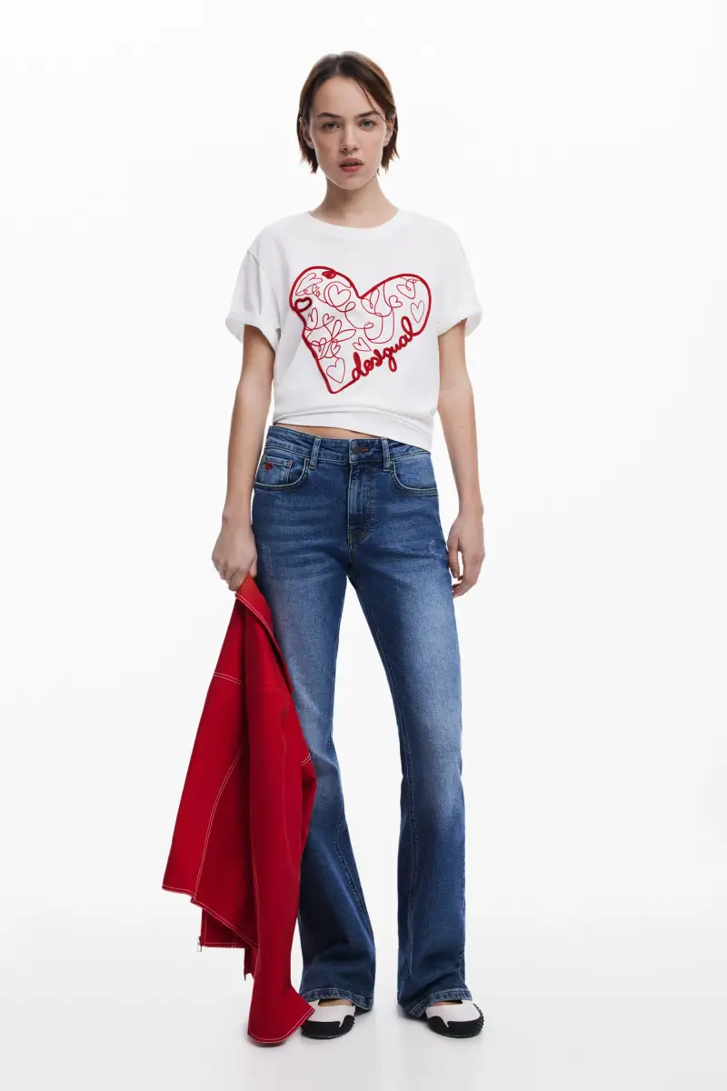 Maglietta con laccio e cuori WHITE miniatura 2