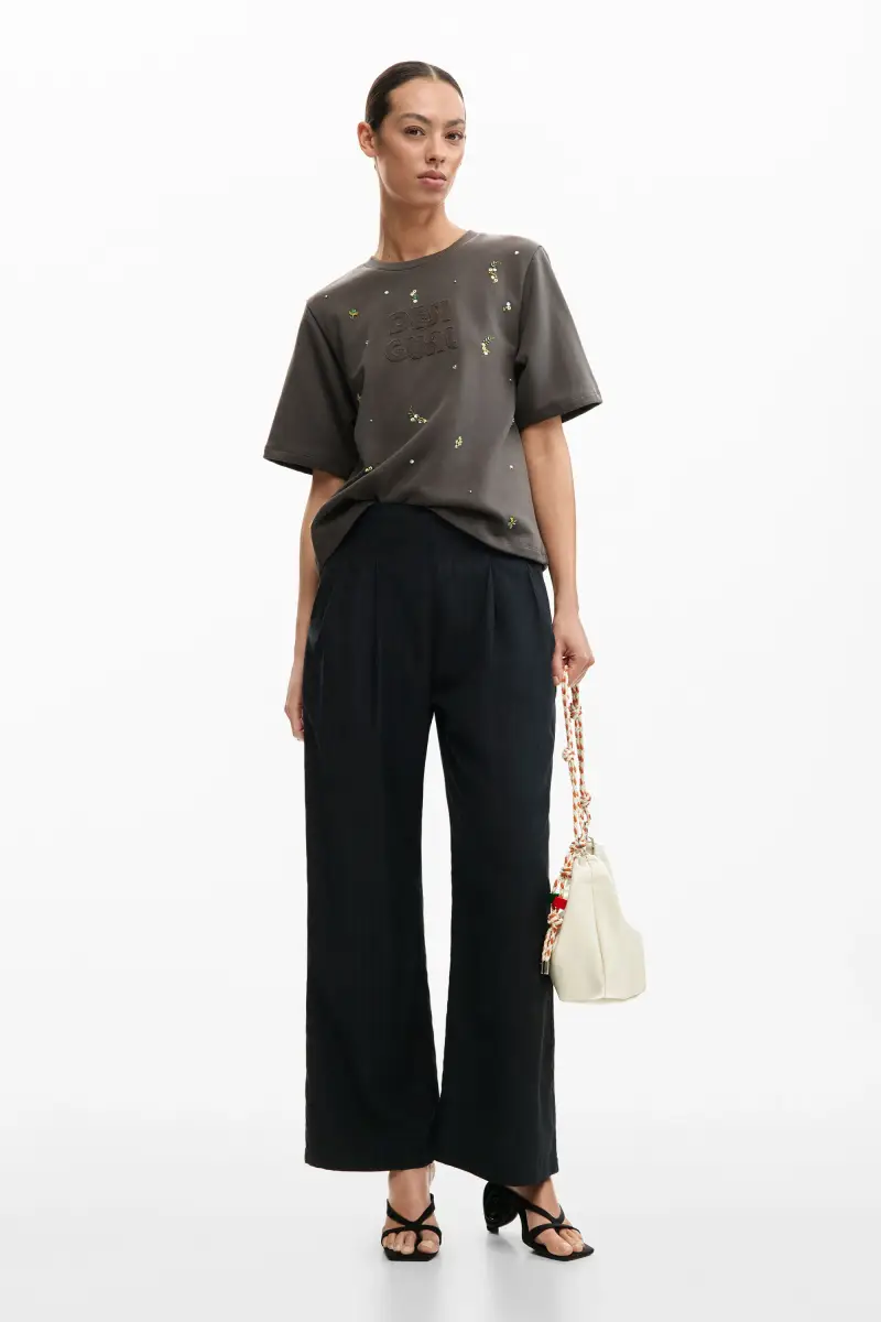 Maglietta con logo e applicazioni BLACK miniatura 2