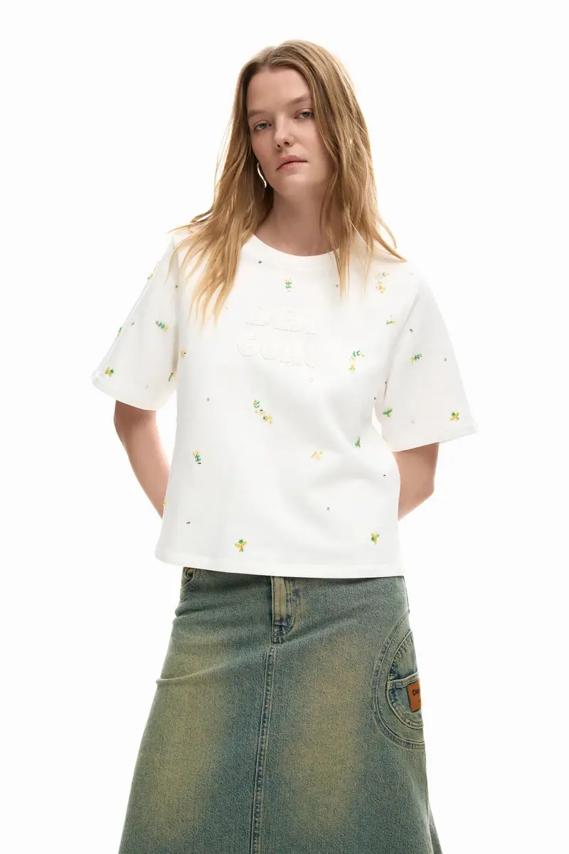 Maglietta con logo e applicazioni WHITE